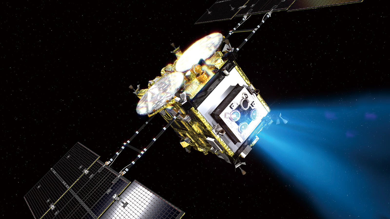 CG image of Hayabusa2 cruising with ion engine