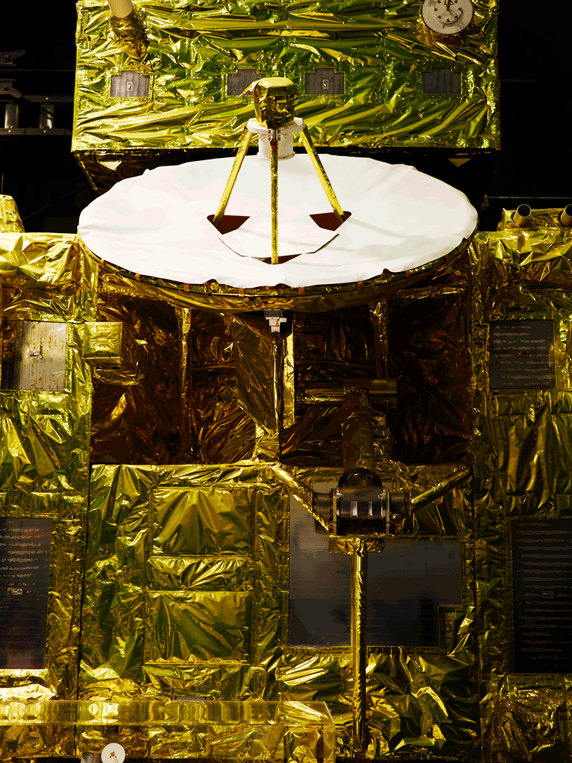 Successive generations of the KIKU series on display at the Space Dome