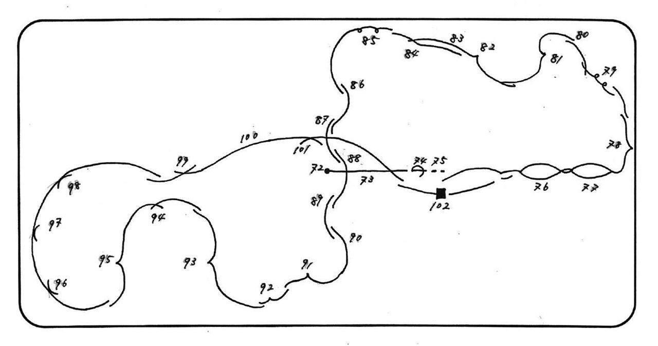 The first video collection of figure skating works Machida choreographed and performed “Machida Tatsuki: Choreographed and Performed Figure Skating Works, Prince Ice World Video Collection 2013-2018”. The image shows a self-drawn tracing of the trajectory of one of the scenes from the work “Boléro: Origine et Magie” presented in 2018.
