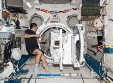 Astronaut Wakata preparing for deployment of small satellites (courtesy: JAXA/NASA)