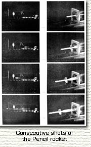 Consecutive shots of the Pencil rocket