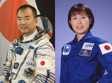 Astronauts Soichi Noguchi (left) and Naoko Yamazaki