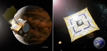 Venus Climate Orbiter AKATSUKI (left) and Small Solar Power Sail Demonstrator IKAROS