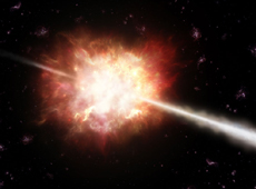 Artist’s rendition of a gamma-ray burst (Courtesy: ESO/A. Roquette)
