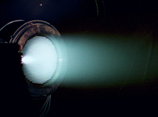 Ion engine during a beam exhaust test