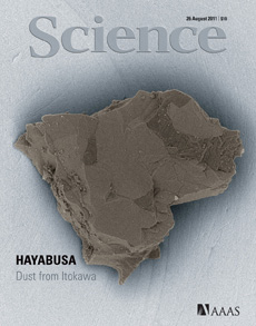Dust particle from Itokawa on the cover of the American academic journal Science (courtesy: Science)
