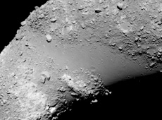 Itokawa’s Muses Sea (the smooth area near the center), where HAYABUSA collected its sample