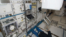 Kibo’s racks of laboratory equipment (courtesy: JAXA/NASA)