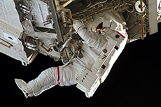 Soichi Noguchi conducting a spacewalk (courtesy: NASA)