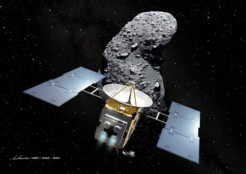 The HAYABUSA flying to the ITOKAWA (Artist's Concept)