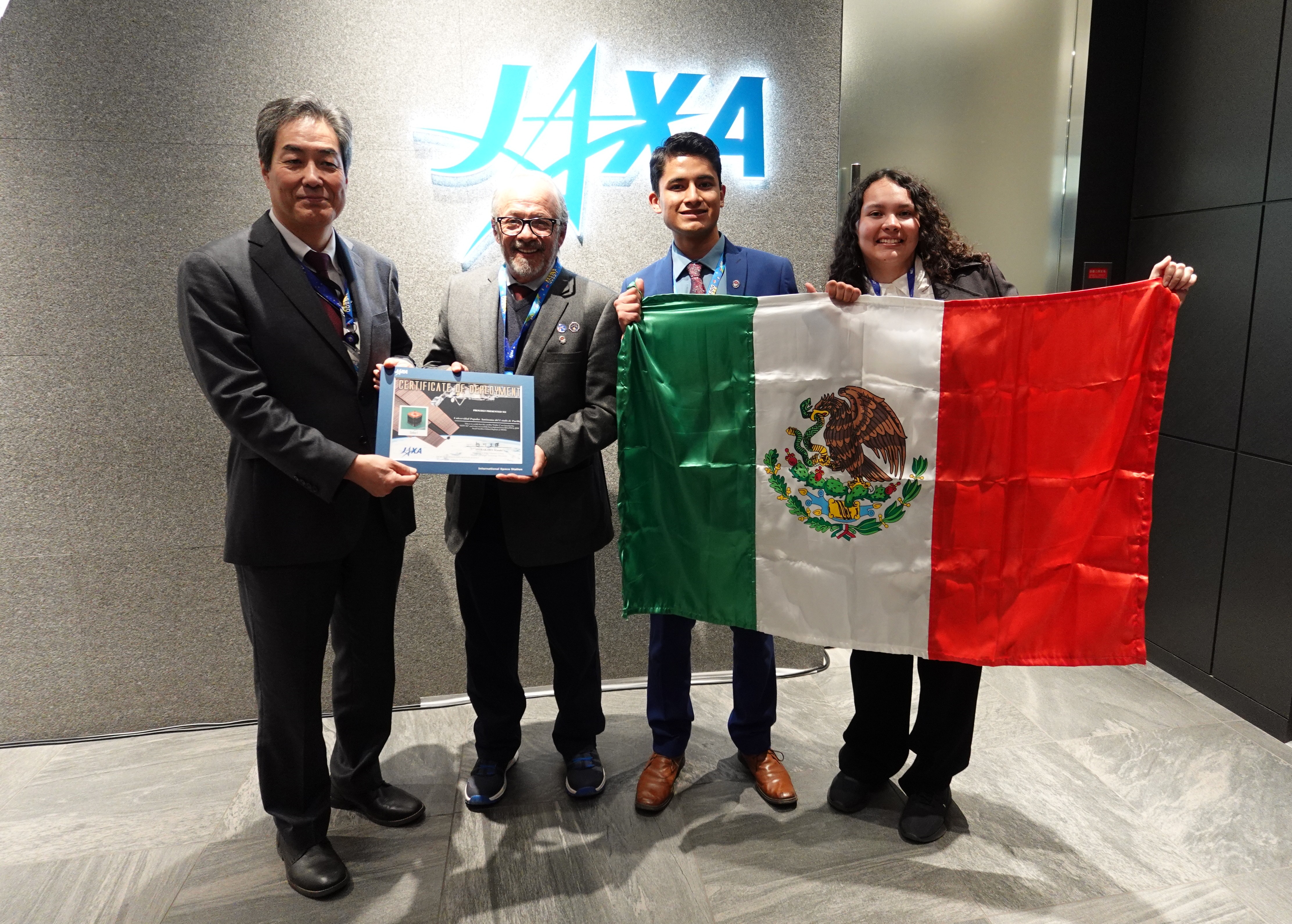 H.E. Ms. Melba Pría, Ambassador of Mexico to Japan and UPAEP satellite development team at Tsukuba Space Center