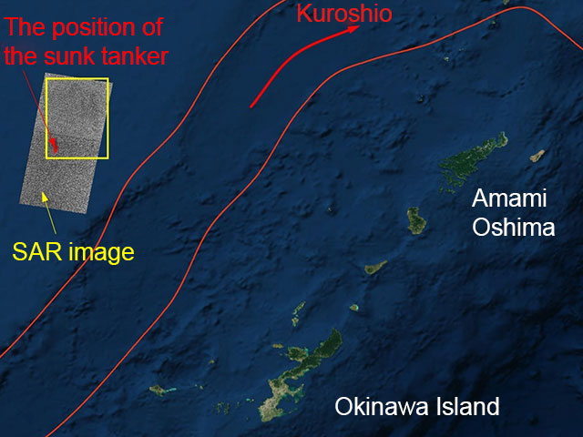 DAICHI-2 captures tanker oil spill in the East China Sea 
